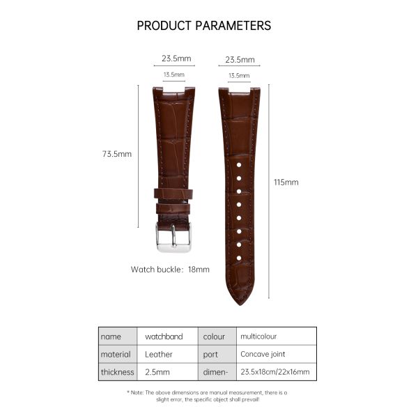 Bamboo-textured Genuine Leather Strap