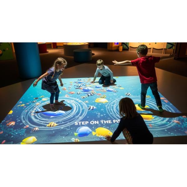 Interactive Floor Projection Game: Step on Fish Fun