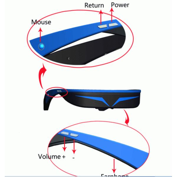 Custom Virtual 3D Smart Video Glasses Android 5.1 TFT LCD 0.32 Inch Display