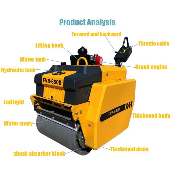 Hydraulic Double Drums Vibration Walk Behind Road Roller for Engineering Plastic Water Tank and Oil Tank