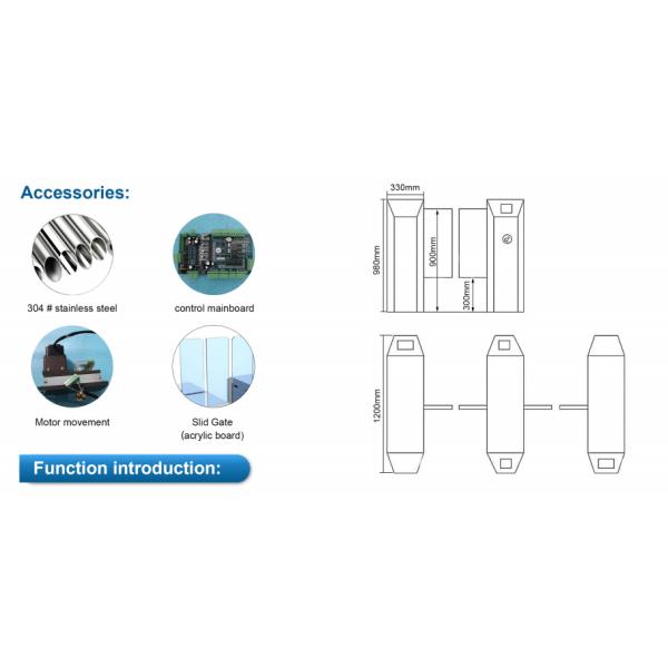 Anti-Tailing With LED Indicator Automatic Access Control Double Motor Sliding Turnstile Barrier Gate