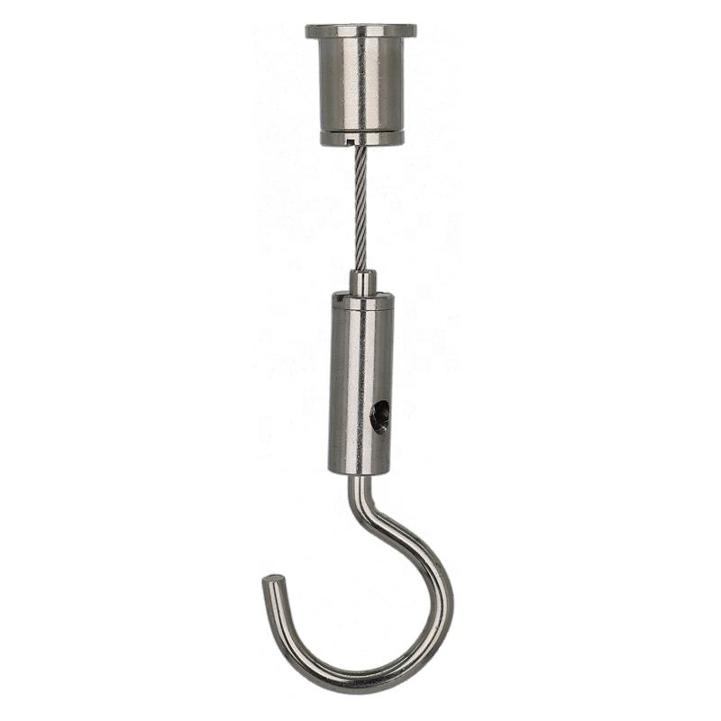 Custom Expandable Telescopic Hooked Cable Hanging System Retractable Steel Wire Rope With Spring Hook For Industrial Lighting Use