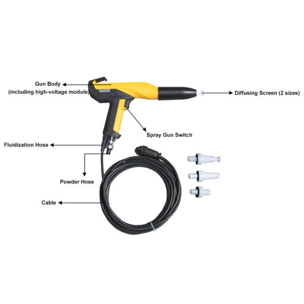 Manual Electrostatic Powder Coating Spray Gun 200ua Maximum Output Current