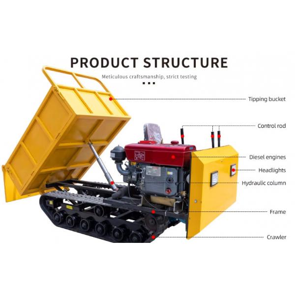 1MT Loading Capacity Crawler Mini Crawler Electric Start Rubber Tracked Transporter For Farming