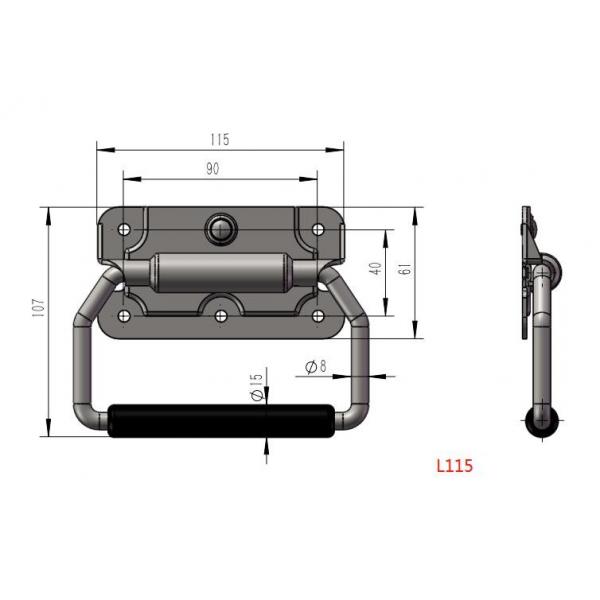L115 Large Chest Handles Shockproof With Rubber Grip