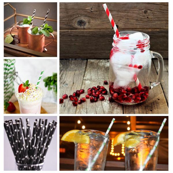 FDA Solid Five - Pointed Star Color Straw Paper For Milkshake Compostable