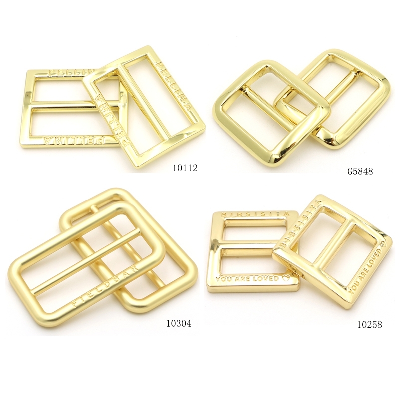 32mm Custom engraving brand logo metal rectangular buckle for bag strap