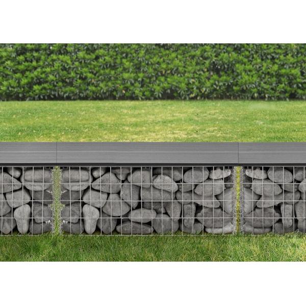 Rectangular Garden Stone Box Teak WPC 3.5mm Gabion Bench Seat Welded Mesh