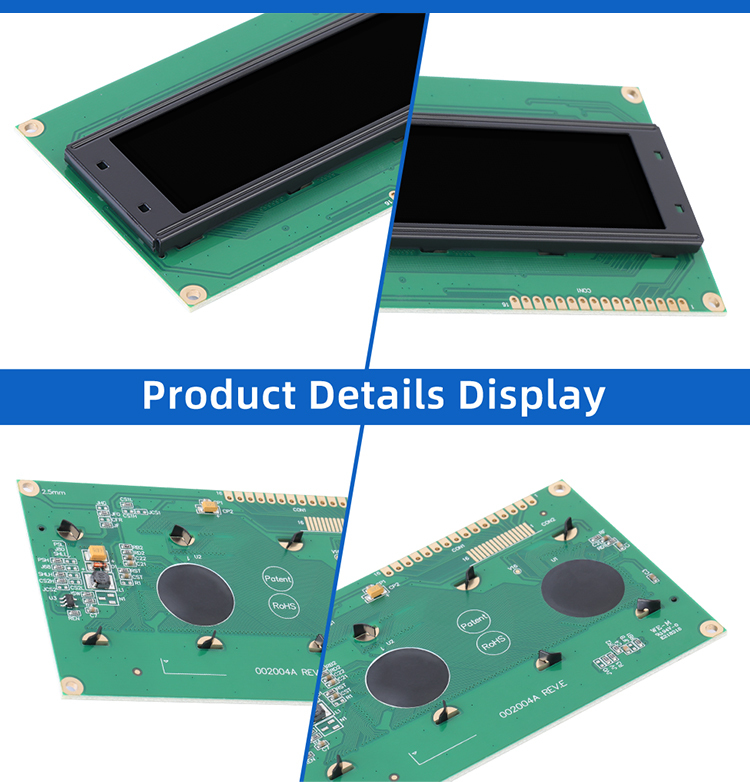 OLED002004A Black Film,Character LCD Module, WS0010-TX Controller, Parallel Port Interface, 77x25.2mm View Size, Working Temperature -40+80 Display