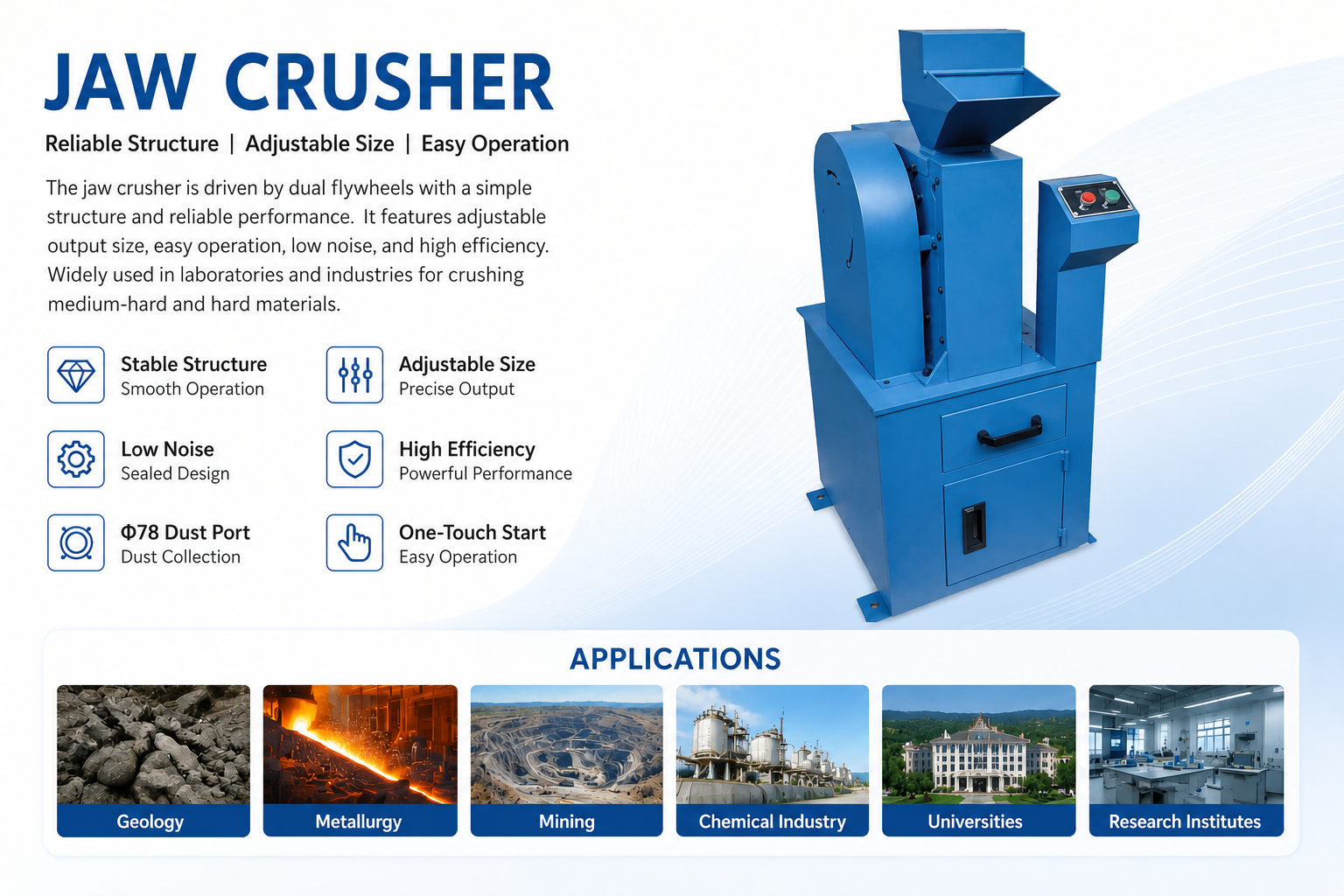 Laboratory jaw crusher applications in mining and geology