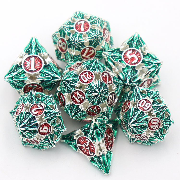 Custom Copper Material Hollow Dice Set with Polyhedral Shape and Customized Color for DND Games