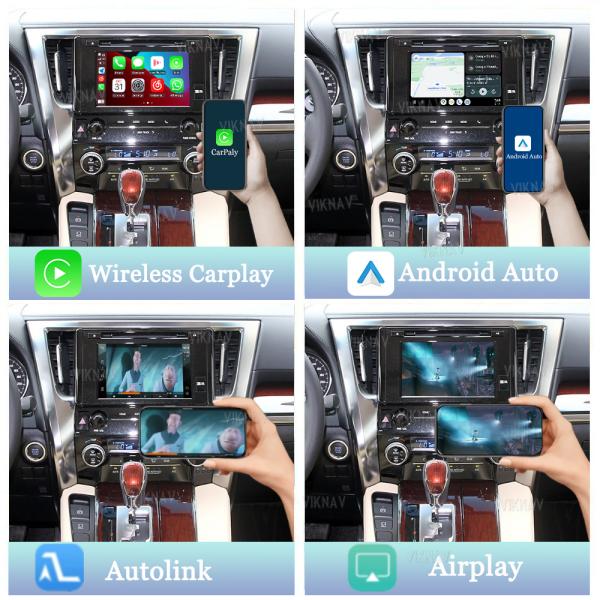 Viknav Linux System Decoder Box Apple Android Wireless Auto CarPlay For Toyota Alphard 2015-2019