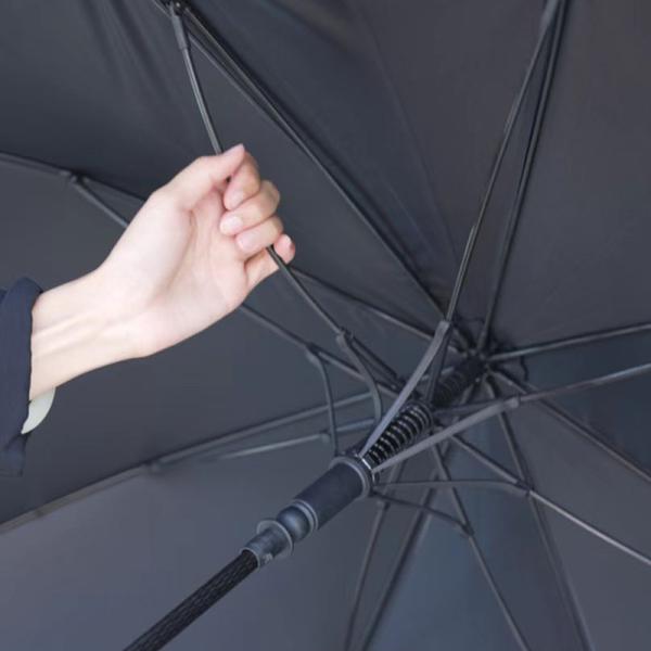 Plastic Coating Handle Long Double Titanium Silver Automatic Golf Umbrella for Outdoor