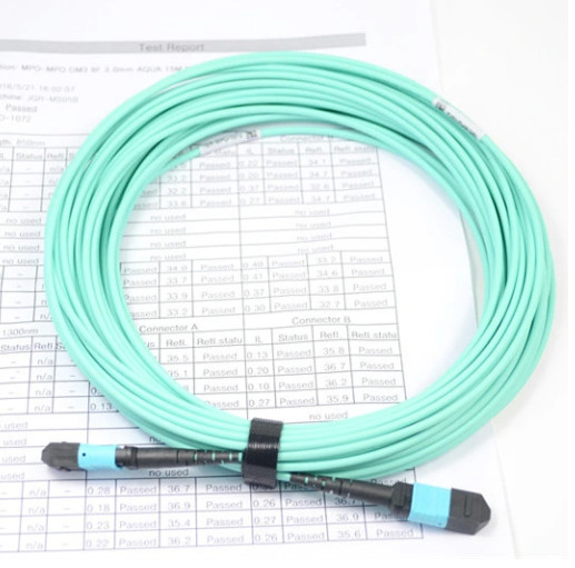 24 cores Optical Fiber Female MPO Patchcord With Pulling Eyes