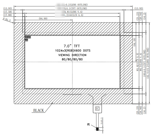 7 inch Touch Tft Lcd Display 500 Brightness 1024*600 Resolution