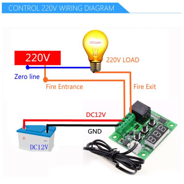 W1209 LED Digital Thermostat Temperature Control Thermometer Thermo Controller Switch Module DC 12V Waterproof NTC Senso