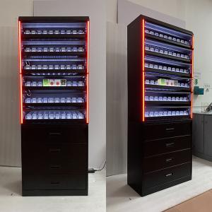 China Customized Installed LED Light Attractive Tobacco Cabinet Cigarette Display Rack For Sale on sale