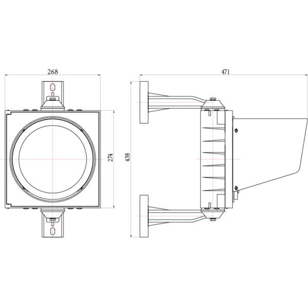 Polycarbonate 200mm Traffic Light Shell With Aluminum Cobweb Lens Polycarbonate Brackets