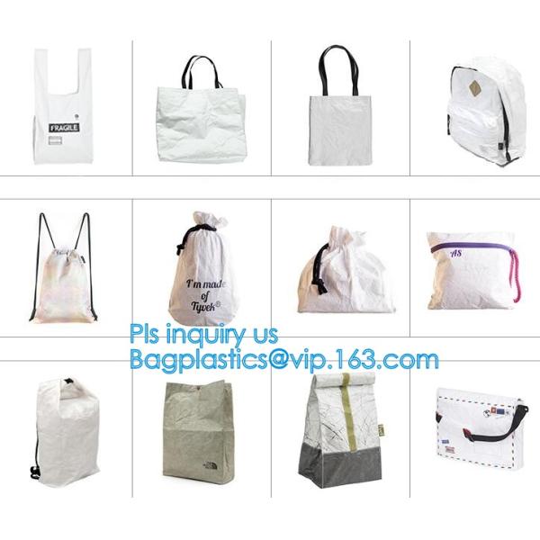 Untearable waterproof tyvek backpack drawstring backpack bag, OEM handled promotional tyvek tote shopping bag, Waterproo