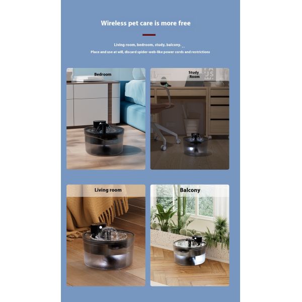 Automatic Wireless Charge Induction Intelligent Pet Water Dispenser Eco-Friendly Waterproof IPX7 Portable Bottle Cat Dog Feeder