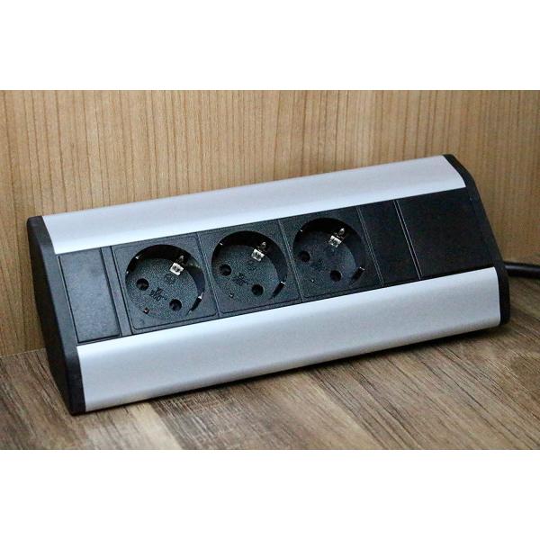 3 Schuko Corner Desk Mount Power Strip High Grade Performance Long Working Time