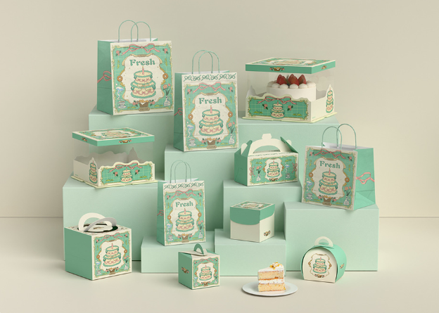 Custom Logo Kraft Paper Bakery Bags Greaseproof Cake Bread Packaging Pouches With Handles