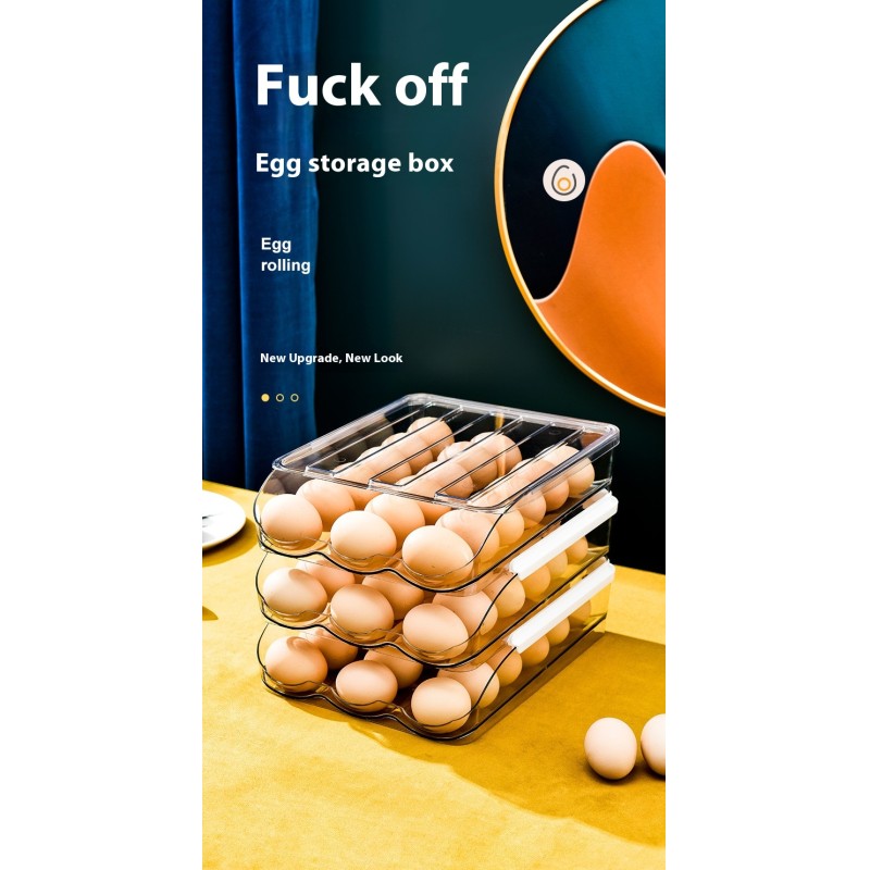 Wholesale Rectangular Transparent Anti-Drop Egg Rack Stackable Fresh-Keeper Storage Box for Household Refrigerator