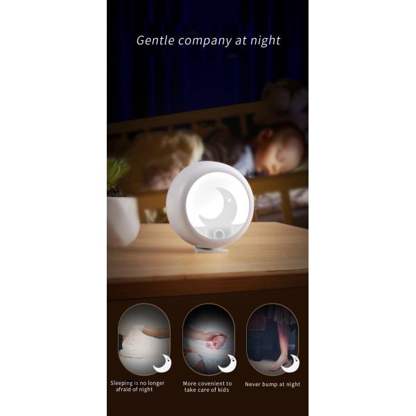 Portable Natural White Dia8cm 4000K USB Rechargeable Motion Sensor Light Moon Shape