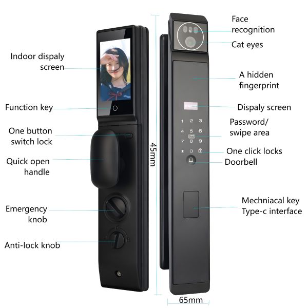 Qleung S940max Fully Automatic Lock with 3D Face Recognition and Palm Vein Unlock Tuya Smart Home Door Lock