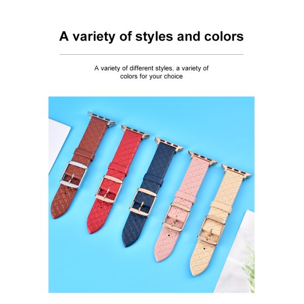 Diamond-patterned genuine leather strap