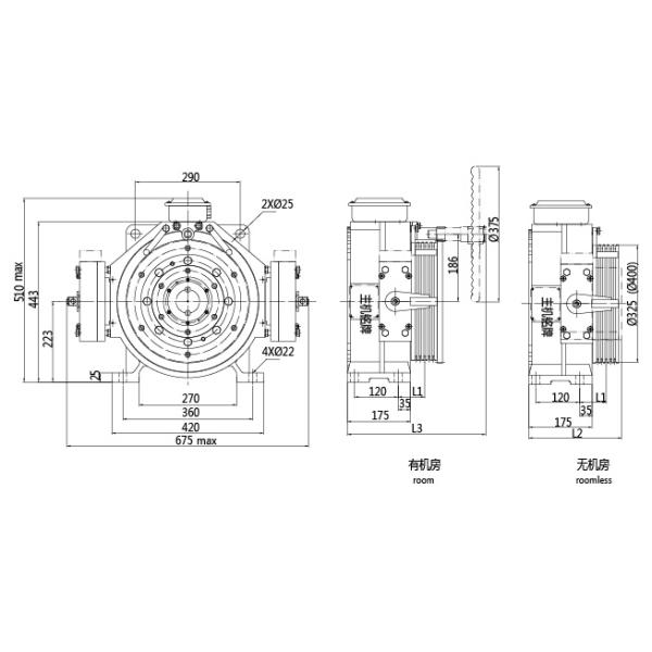 Elevator Spare Parts Gearless Traction Machine with Static Load 2000kg