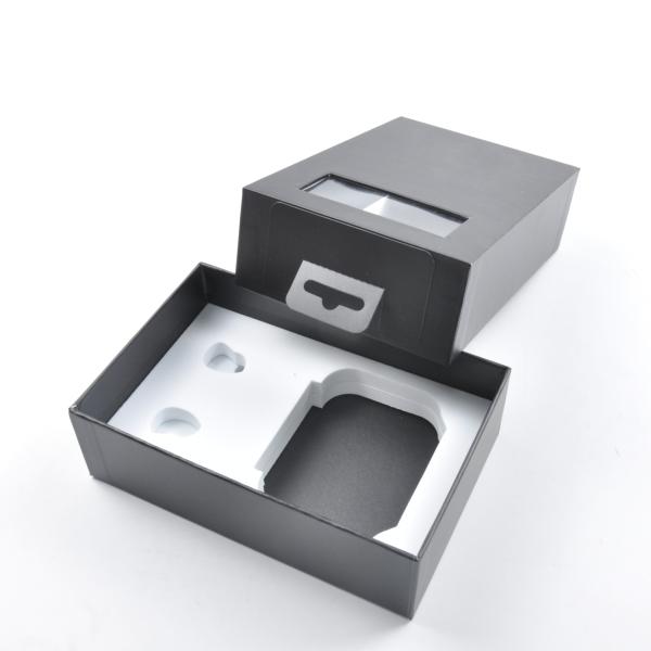 Cardboard Earphone Headphone Boxes With Window Two Piece Base And Lid