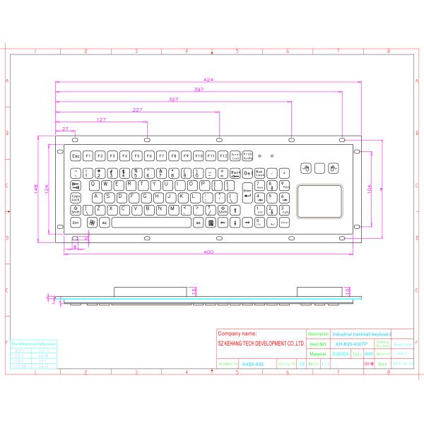 Anti Vandal Panel Mount SS Touchpad Mouse Keybaord
