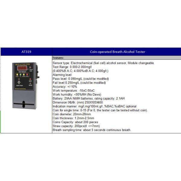 Digital Lcd Display Coin Operated Breathalyzer At319