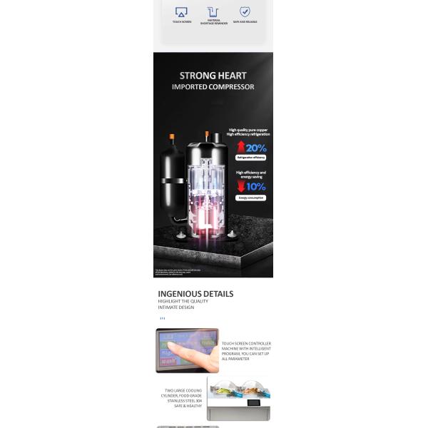 Ce Automatic Fresh Fruits Vertical Gelato Hard Ice Cream Machine With Display Freezer