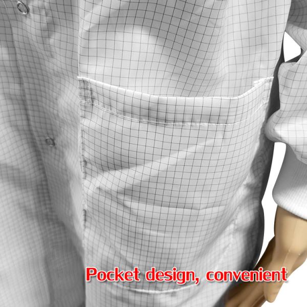 Anti Static White 5mm Grid ESD Smock For Cleanroom