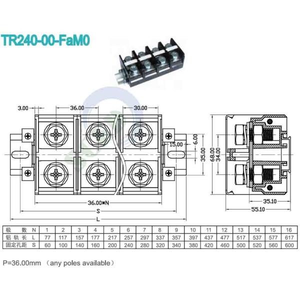 36.0mm 240A High Current Terminal Block Right Angle PCB Barrier PC Terminal Blocks