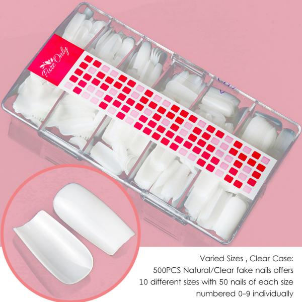 MSDS Certification Included Plastic Artificial Nails Customized Full Cover Nail Tips 100 Pcs French Short C Curve Xl