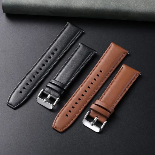 Polished Genuine Leather Watch Strap