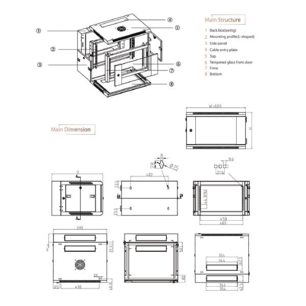 Flat Packing 19 Inch Wall Mount Cabinet Indoor Use Wall Rack