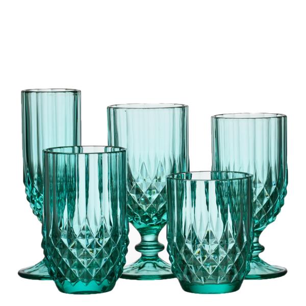 Embossed 340ml Vintage Crystal Highball Glasses Solid Colored Drinking Glass