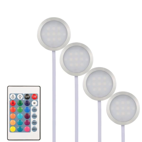 Dimmable Remote Control Illuminator Led Lights Slim Round Shape RGB Under Cabinet Light Kit
