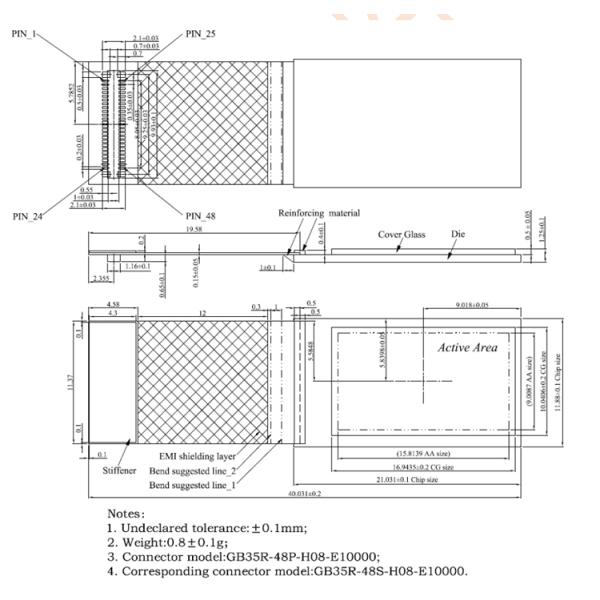 0.71 Inch 350nits 1920x1080 FHD RM67162 MIPI I2C OLED Display Module