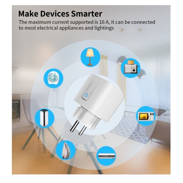 Tuya WiFi Smart Life Compatible Plugs Voice Activated Outlet Socket Type E custom