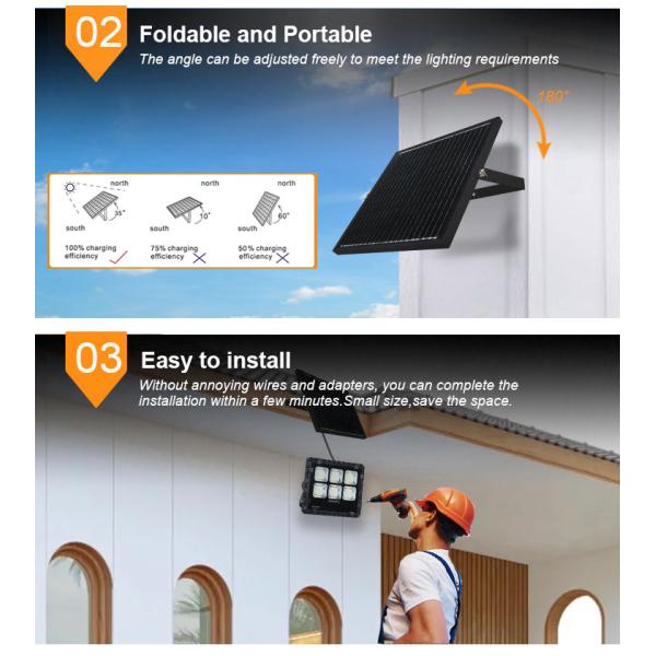 Efficient Solar Floodlight, 150W, Black Aluminum, IP65 Waterproof, Ideal for Outdoor Lighting
