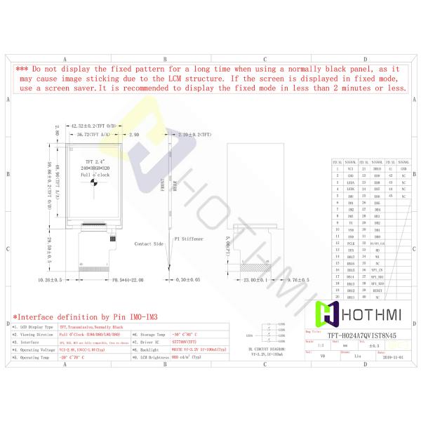 High Brightness 2.4 inch IPS TFT LCD Display | With ST7789V Controller