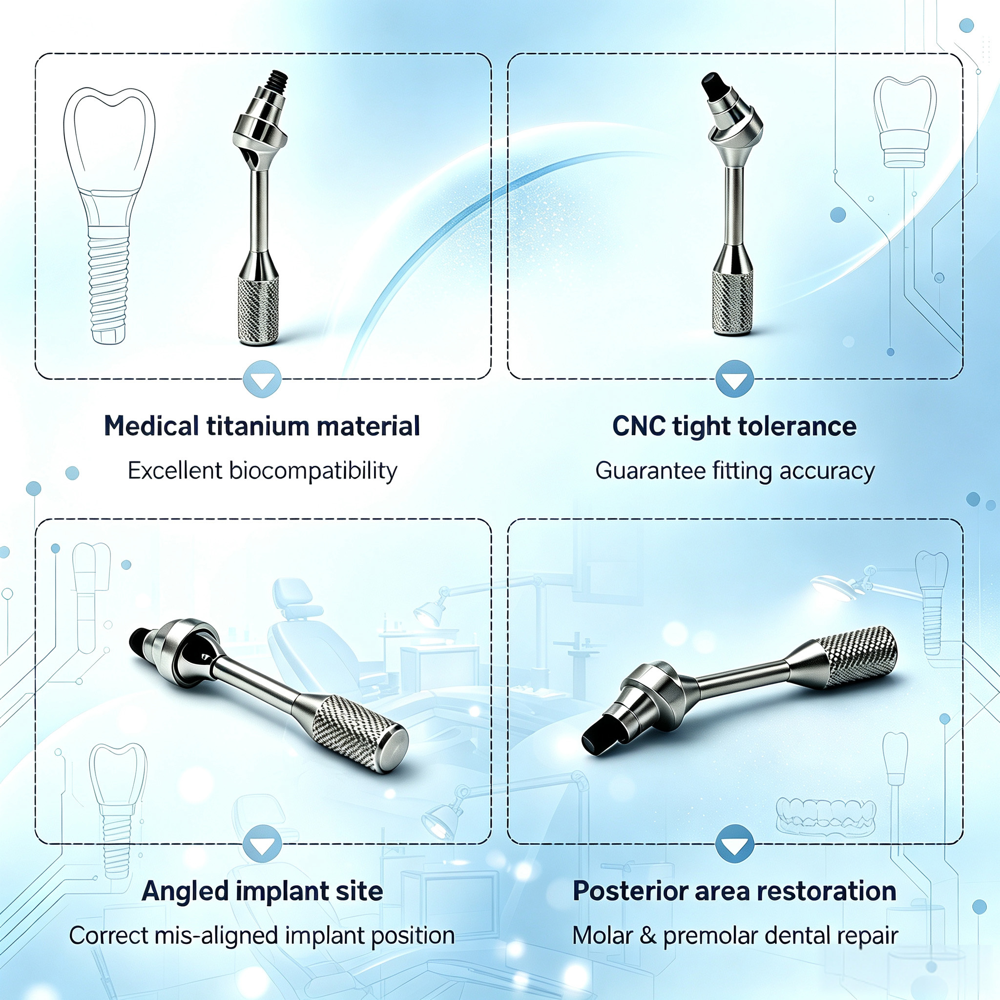 Customized High Precision Titanium Angled Implant Composite Abutment