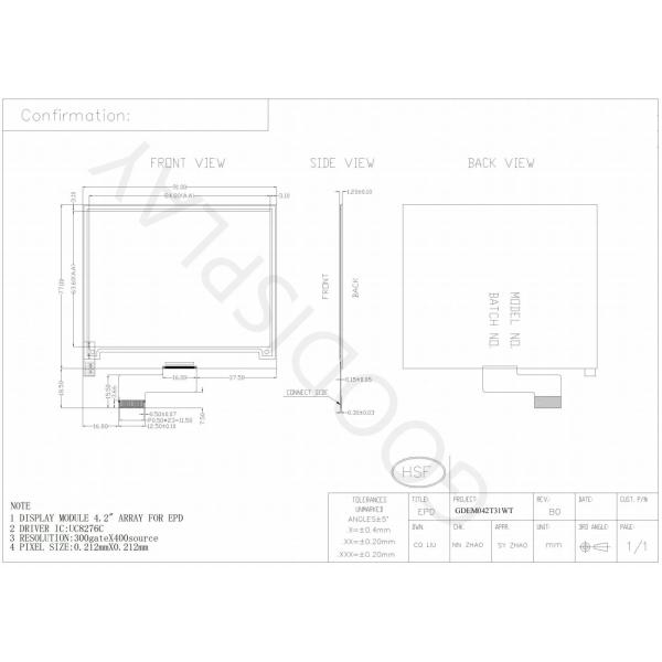 4.2'' 300*400 Monochrome Black and White E-Paper Display EPD