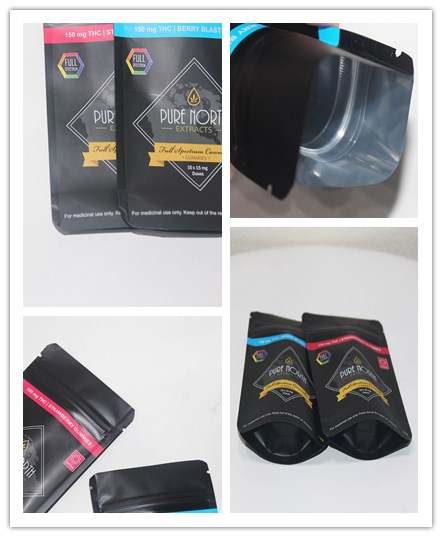 Matte Black MOPP Stand Up Zipper Pouch For 15g Gummies