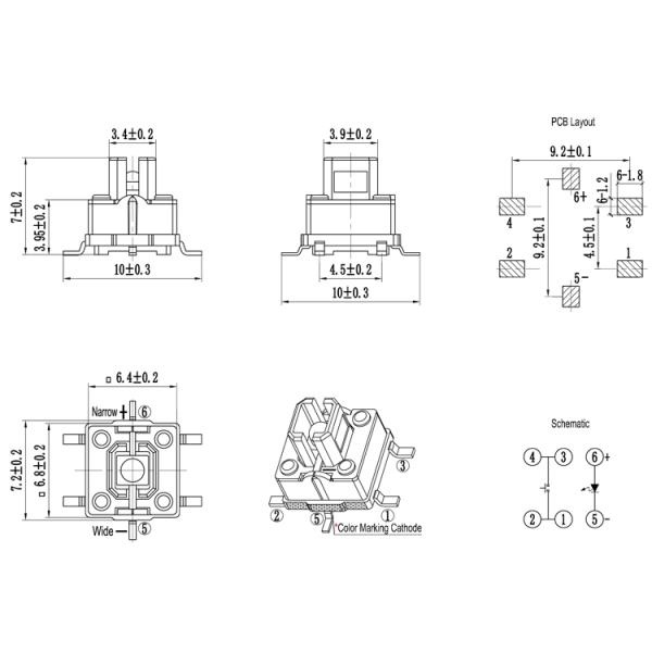 RoHS IP40 Momentary SMD LED Push Button Switch